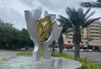 荷花雕塑工廠優(yōu)選，城市裝飾，景觀不銹鋼荷花雕塑供給