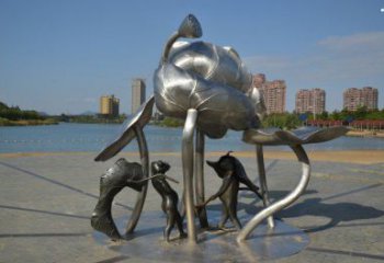 荷花雕塑制造商，城市雕塑，鏡面荷花雕塑觀賞型