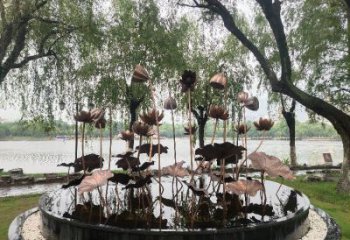 荷花雕塑制造商，室外軟裝，景觀銅荷花雕塑制作廠家