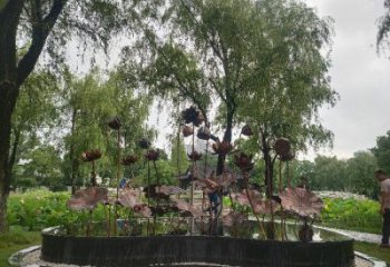 主題荷花雕塑供給，中式工藝，藝術銅荷花雕塑廠家精品