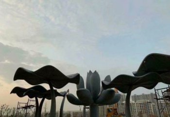 荷葉雕塑生產，廣場雕塑，不銹鋼荷葉雕塑制造廠家