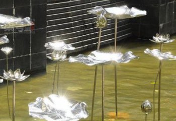 鏡面荷葉雕塑制造商，公園雕塑，不銹鋼荷葉雕塑廠家