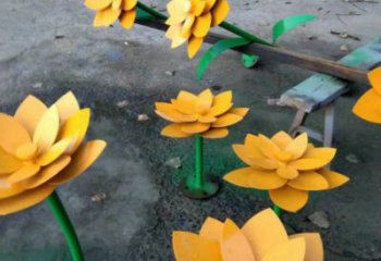 黃蓮花雕塑精選，戶外雕塑，廣場烤漆黃蓮花雕塑優價