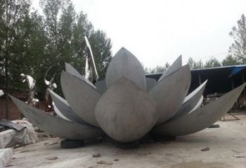 蓮花雕塑定制，村標概念，戶外不銹鋼蓮花雕塑預定