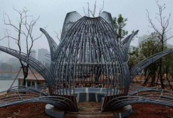 鏤空蓮花雕塑精選，小區(qū)雕塑，廣場燈光蓮花雕塑定做