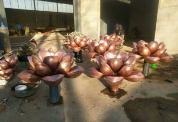 銅水蓮花雕塑鑄造訂做，景觀概念，大型水蓮花銅雕塑