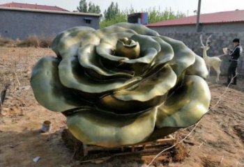 玫瑰花雕塑擺件，室外軟裝，玻璃鋼玫瑰花雕塑廠家