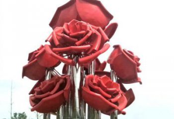 玫瑰花雕塑指用，小區(qū)擺件，不銹鋼玫瑰花雕塑制作