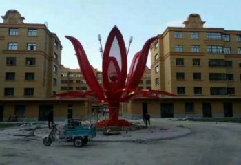 燈光花朵雕塑選用，美陳雕塑，燈光茶花雕塑廠家