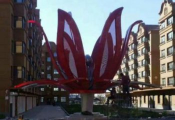 燈光花朵雕塑制造，景觀雕塑，戶外燈光茶花雕塑廠家