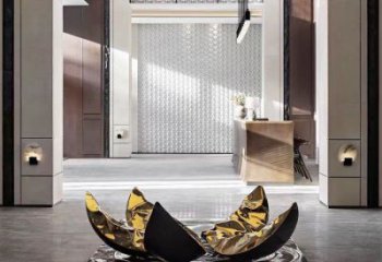 花瓣雕塑定做，小區擺件，鏡面不銹鋼花瓣雕塑制作