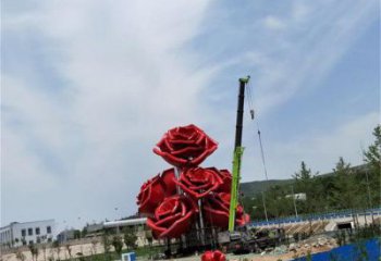 玫瑰花朵雕塑廠家，村標(biāo)概念，玫瑰花朵雕塑制作觀賞型