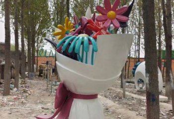 花朵雕塑優選，美陳擺件，門口郁金香花朵雕塑選定