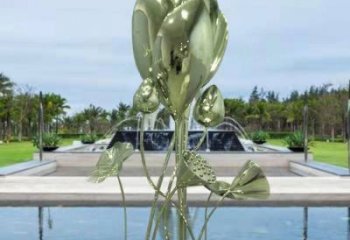 花朵雕塑指用，白鋼構件，郁金香花朵雕塑廠家提供