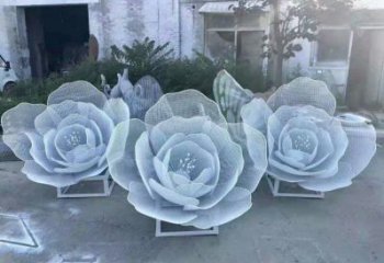 牡丹花雕塑廠家，地標擺件，鏤空牡丹花雕塑選用廠家