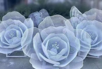 牡丹花雕塑優選，拉絲工藝，鏤空牡丹花雕塑承接