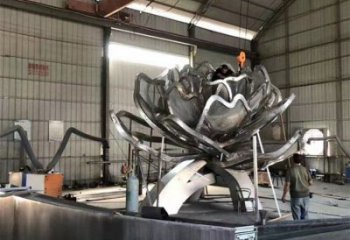 牡丹花雕塑訂做，景區雕塑，烤漆牡丹花雕塑廠家