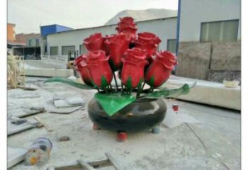 仿真牡丹花雕塑廠家，小區雕塑，牡丹花花朵雕塑制作
