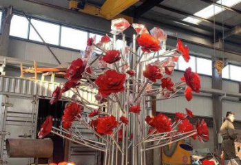 牡丹花雕塑精選，露天雕塑，景觀牡丹花花朵雕塑訂做