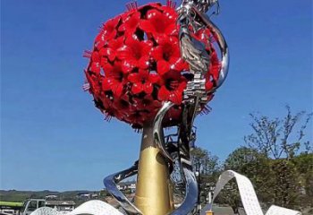 牡丹花雕塑選用，小區擺件，大型牡丹花花朵雕塑公司