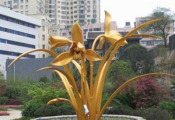 蘭花雕塑定價，村標概念，不銹鋼蘭花雕塑廠家選用