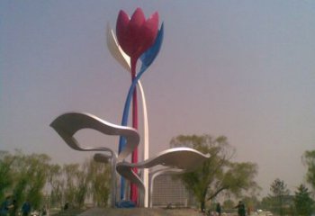 蘭花雕塑供求，村標概念，不銹鋼蘭花雕塑制作廠家