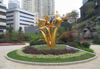 蘭花雕塑精選，露天雕塑，不銹鋼蘭花雕塑制作廠家