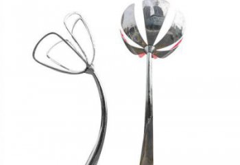 百合花雕塑承接，景區案例，不銹鋼百合花雕塑定制廠家