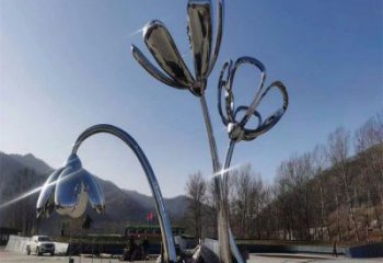 百合花雕塑承接，鍛造工藝，不銹鋼百合花雕塑訂做