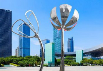 百合花雕塑制作，園林裝飾，不銹鋼百合花雕塑批發