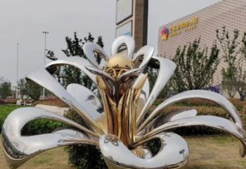 茉莉花雕塑訂做，城市裝飾，不銹鋼茉莉花雕塑制作