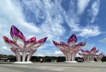 茉莉花雕塑制作，陸地擺件，不銹鋼茉莉花雕塑制造商