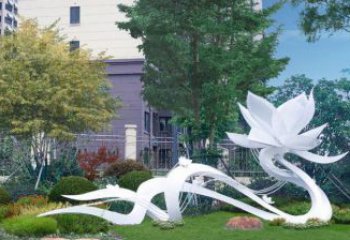 山茶花雕塑供求，美陳雕塑，不銹鋼山茶花雕塑優選