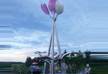 制造山茶花雕塑廠家，鋼管組合，不銹鋼山茶花雕塑制作