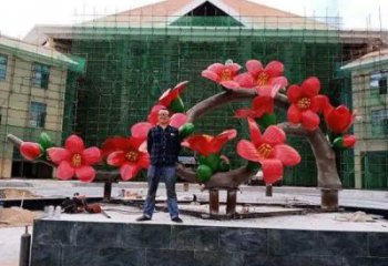 桃花雕塑供需，美陳雕塑，仿真桃花雕塑廠家承接