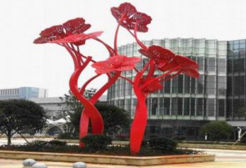 梧桐花雕塑標準，彩鋼制作，不銹鋼梧桐花雕塑優(yōu)價