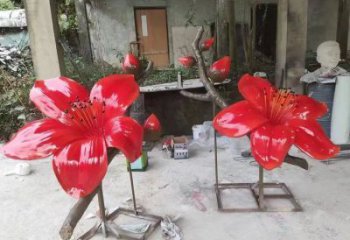 梧桐花雕塑優選，室外雕塑，彩繪梧桐花雕塑廠家優選