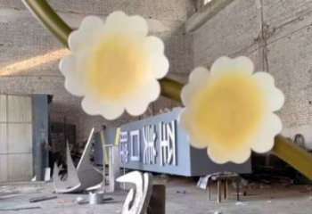 梧桐花雕塑制造商，城區小品，不銹鋼梧桐花雕塑定制廠家