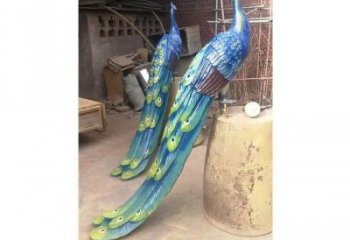 彩繪孔雀景觀批發，景觀雕塑，仿真孔雀雕塑定價