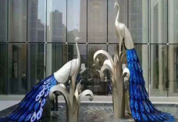 孔雀雕塑制造商，小區擺件，不銹鋼孔雀雕塑廠家提供