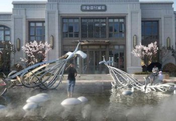 孔雀景觀雕塑常用，酒店擺件，水景不銹鋼孔雀雕塑廠