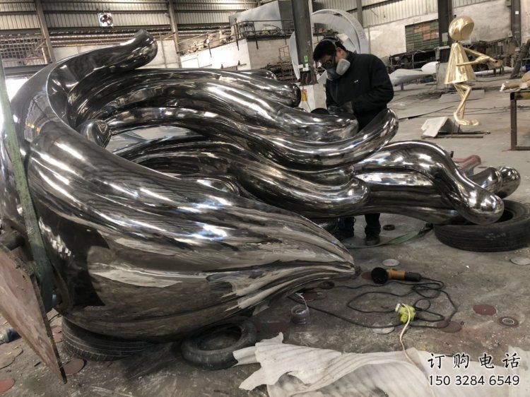 波浪雕塑制造，酒店擺件，不銹鋼波浪雕塑選定