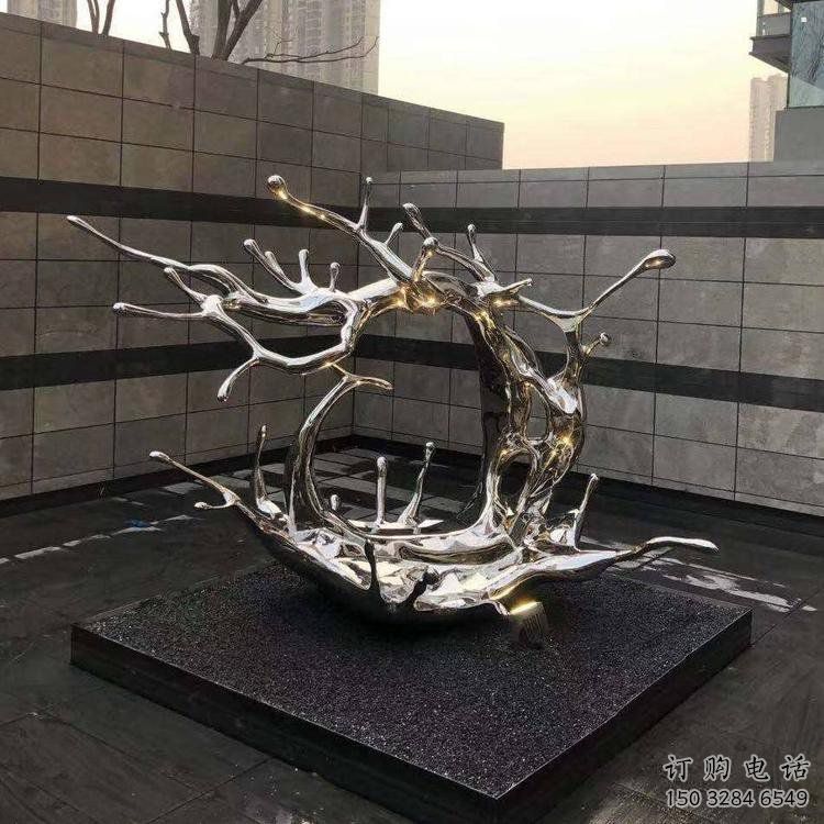 庭院海浪雕塑，鍍金歐式雕塑，鏡面形式