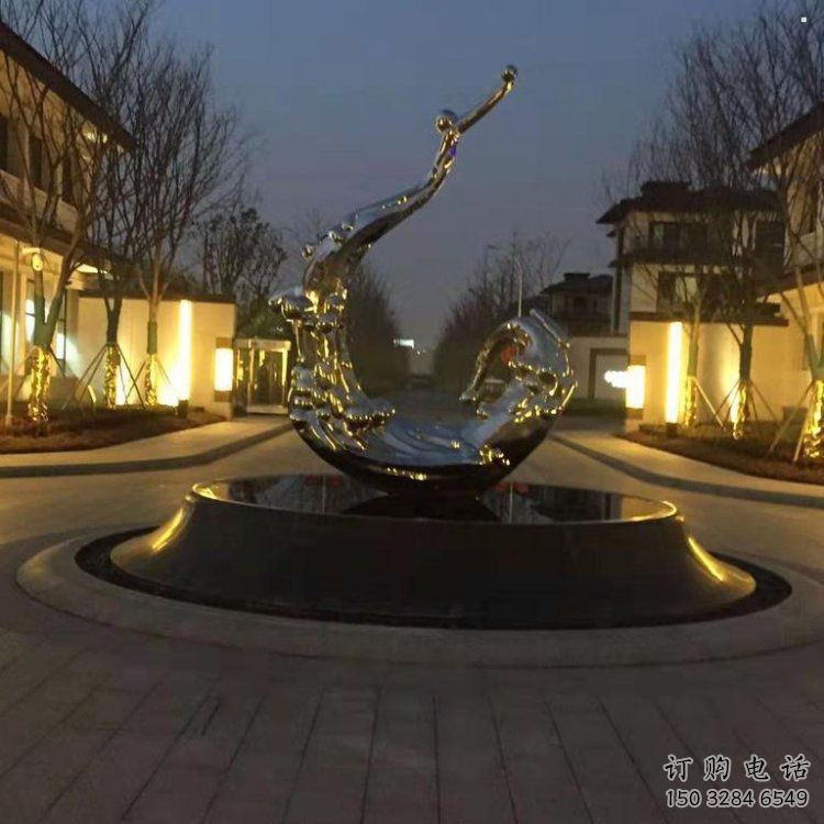 大型海浪紋雕塑公司，花園小品，不銹鋼海浪雕塑提供