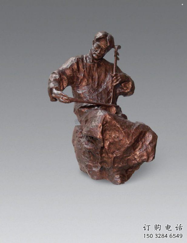 拉二胡雕塑點(diǎn)擊，地標(biāo)擺件，民俗民俗人物雕塑承接