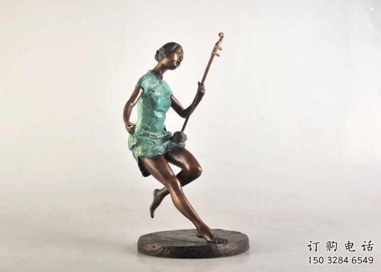 拉二胡雕塑精品，標(biāo)識雕塑，小區(qū)民俗人物雕塑供給