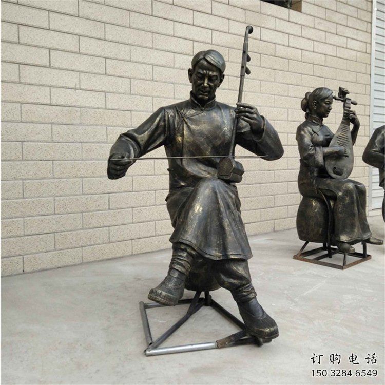 拉二胡雕塑選用，廣場雕塑，民俗人物雕塑廠家選用