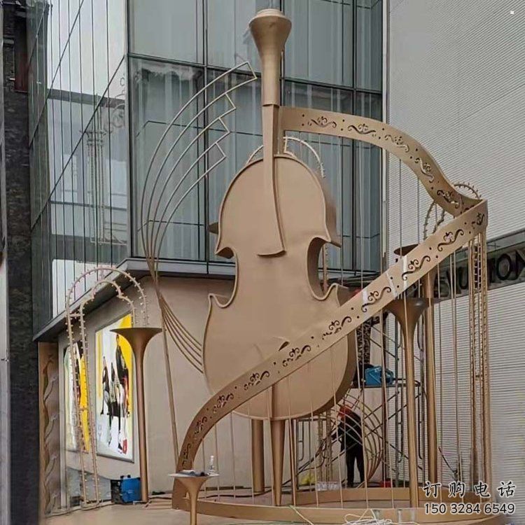 提琴雕塑批發(fā)，鍛造工藝，不銹鋼提琴雕塑承接