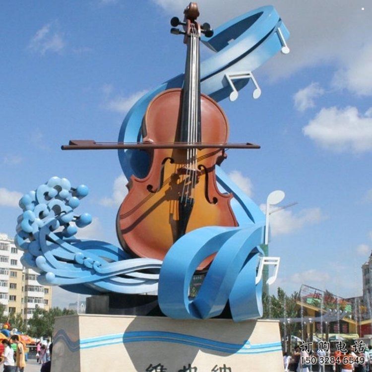 提琴雕塑精選，彩鋼制作，不銹鋼提琴雕塑標準