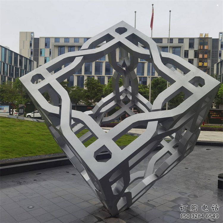 立方體雕塑提供，戶外雕塑，鏤空立方體雕塑廠家